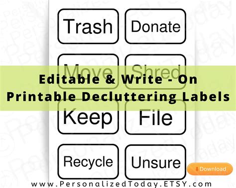 They are truly clear and glossy, and print beautifully. Decluttering Labels Editable Template and Print and Write Blank For Printing On Full Label Sheet ...