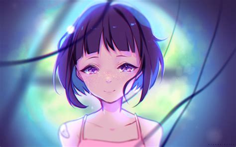 Wallpaper Anime Girl Crying Tears Short Hair Artwork Wallpapermaiden