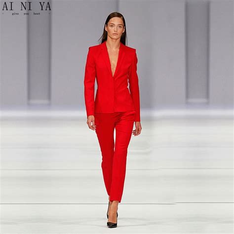 Buy Custom Womens Trouser Suit Red Ol Ladies Pant