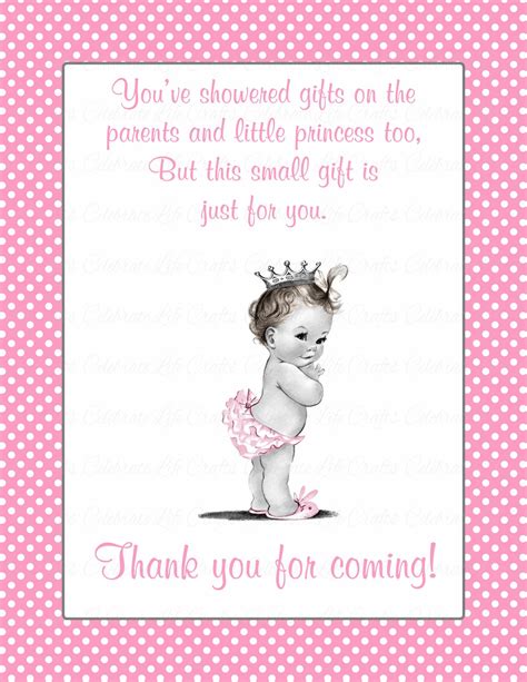 Baby shower thank you cards are among the most fun to write because the gifts themselves are often adorable. Thank You Favor Sign for Baby Shower - Princess Baby ...
