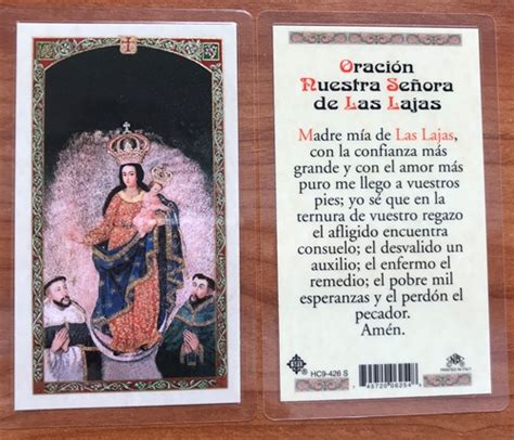 Oración Nuestra Señora De Las Lajas Prayer Card Discount Catholic