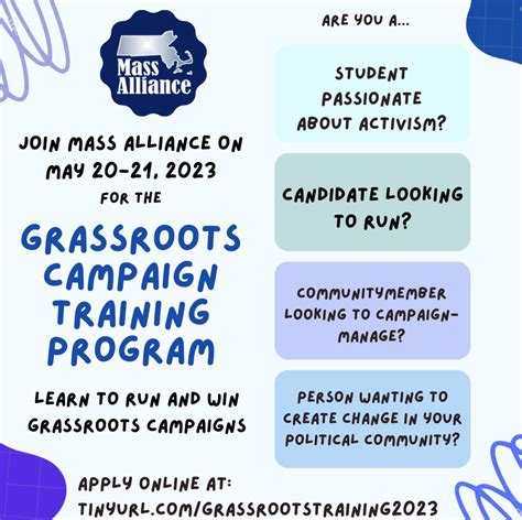 Grassroots Campaign Training In May Mass Alliance