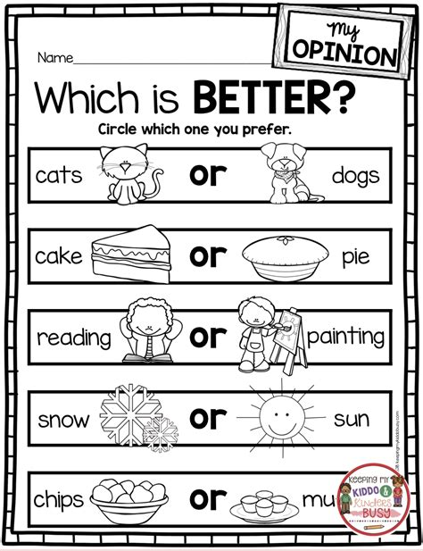 Opinion Writing Unit 5 Free Activity — Keeping My Kiddo Busy