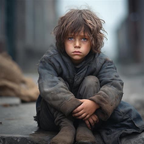 Premium Ai Image Sad Emotional Poor Child Boy In Poverty Orphan