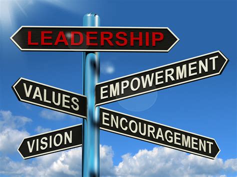 Free Photo Leadership Signpost Showing Vision Values Empowerment And