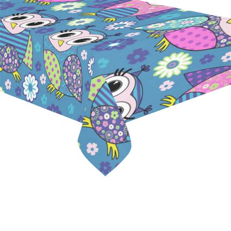 Cute Floral Cartoon Owls Pattern Cotton Linen Tablecloth 60x 104 Id D1351810