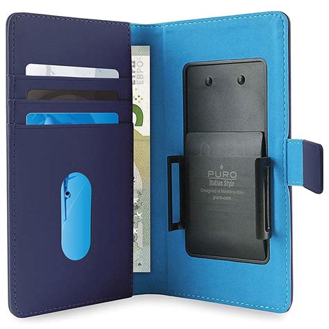 Puro Slide Universal Smartphone Wallet Case Xl Blue