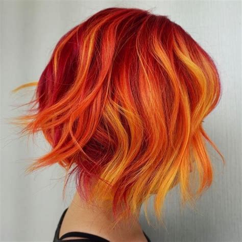 Vibrant Red Orange And Yellow Hair Fire Ombre Hair Fire Red Hair