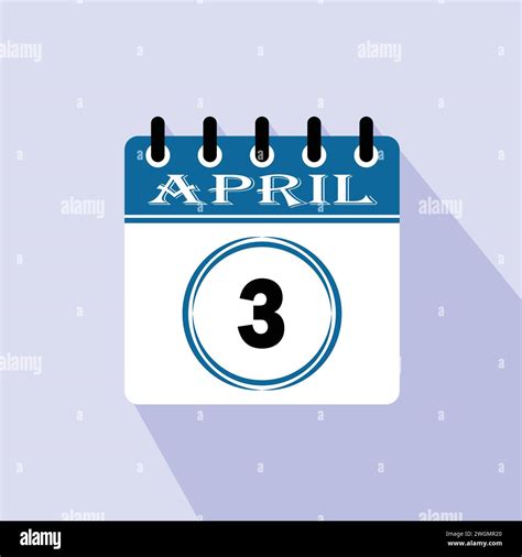 Icon Calendar Day 3 April Days Of The Month Vector Illustration