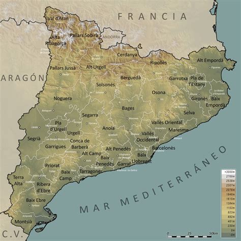 Territorio De Cataluña Catalonia Spain Map