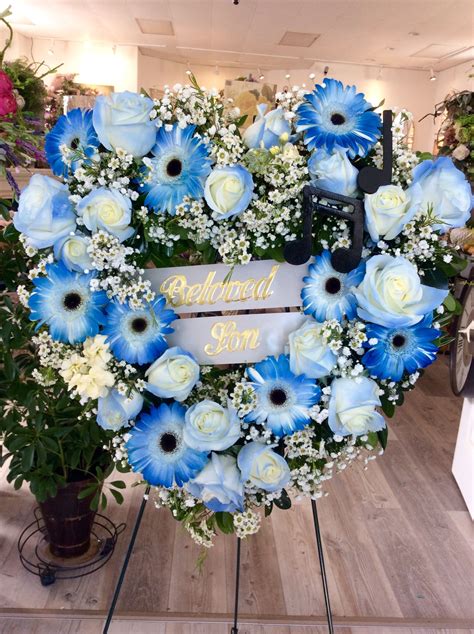 Blue And White Large Heart Funeral Tribute By Petals Warwick In Ri