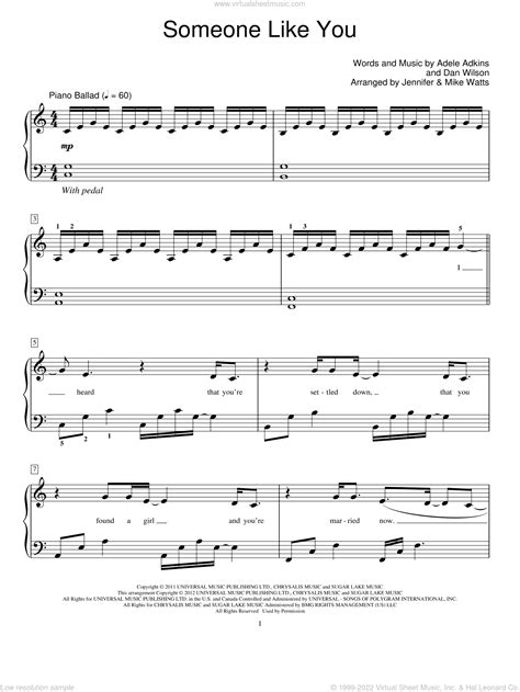 Adele Someone Like You Beginner Sheet Music For Piano Solo