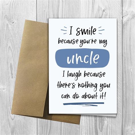 Printed I Smile Because Youre My Uncle 5x7 Greeting Card Etsy