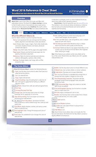 Buy Word 2016 Reference And Cheat Sheet The Unofficial Cheat Sheet