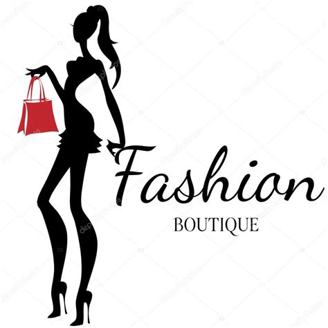 fashion boutique logo with black and white woman silh