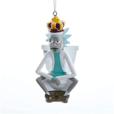 Rick And Morty Rick With Crown On Toilet Ornament Set By Kurt Adler Inc
