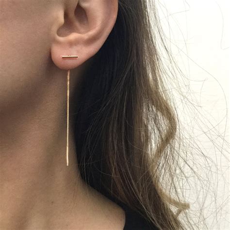 Ear Threader Earrings Gold Ear Threader Sterling Silver Etsy