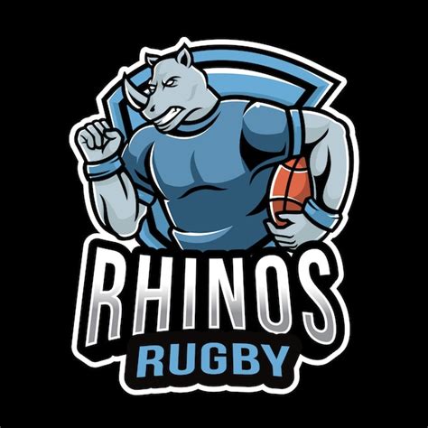Plantilla De Logotipo De Rhinos Rugby Sport Vector Premium