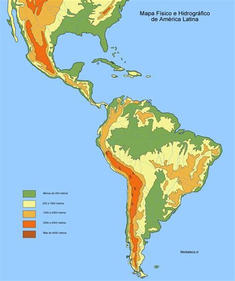 Mapa F Sico Y Hidrogr Fico De Am Rica Latina Lesly Almendarez Mapa