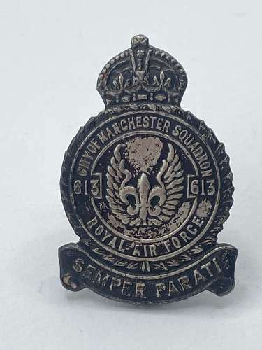 Ww2 Royal Air Force No 613 City Of Manchester Squadron 1945 Badge