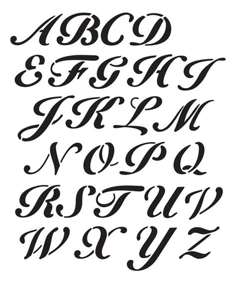 Script Alphabet Stencil Set Of Three Script Alphabet Alphabet
