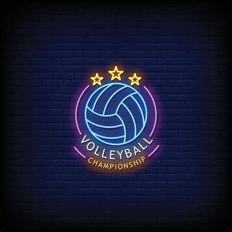 Volley Ball Championship Neon Signs Style Text Vector 2426766 Vector