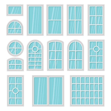 Free Vector Windows With White Different Frames Set Vector