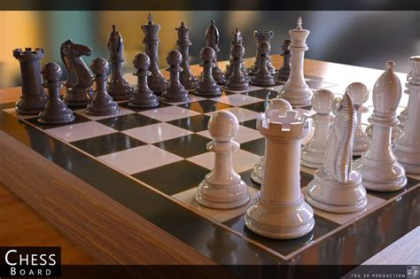 Chess Pieces With Board 3d Model Cgtrader