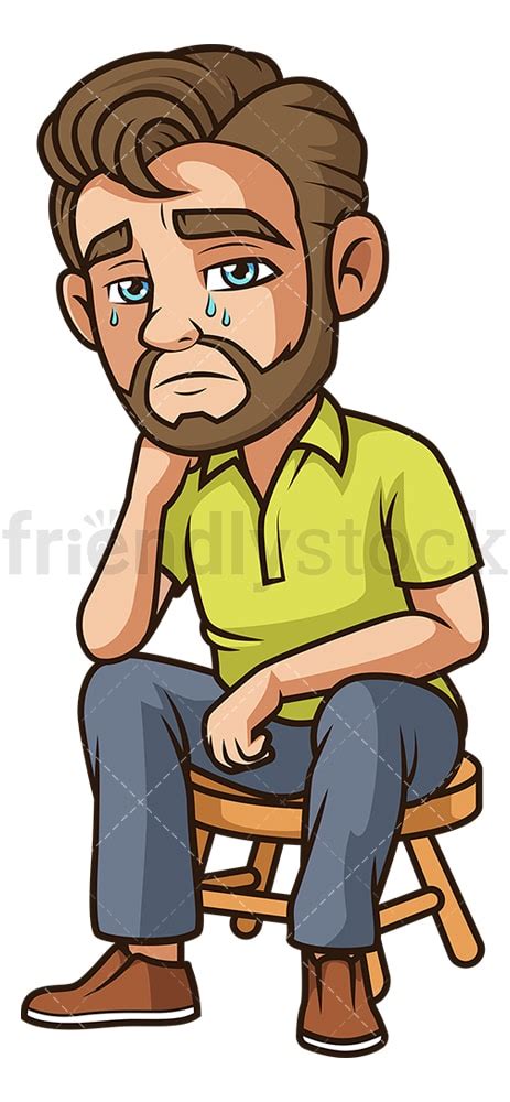 Sorrowful Man Crying Cartoon Clipart Vector Friendlystock