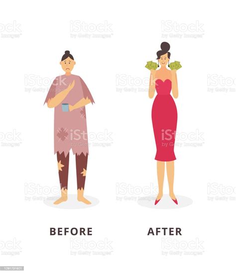 Rich And Poor Women Before And After Financial Success Concept Stock Illustration Download