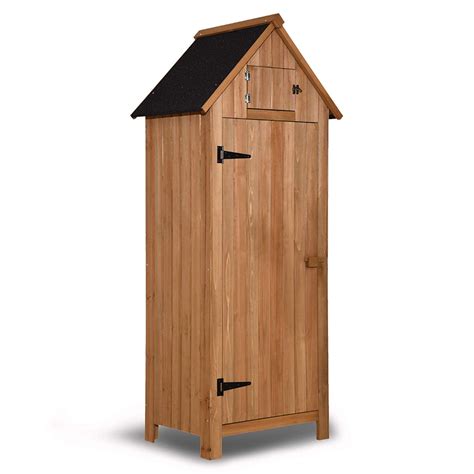 Mcombo Outdoor Storage Cabinet Wood Garden Tool Shed 70 Tall 0770d