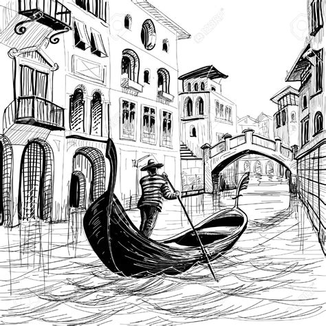 Gondola In Venice Vector Sketch Royalty Free Cliparts Vectors And