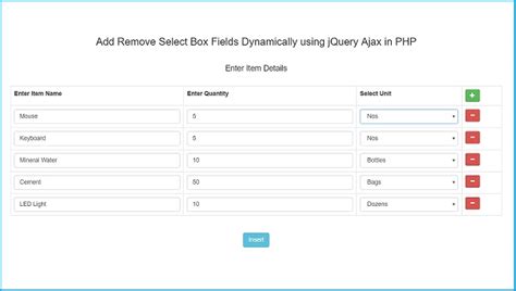 Dynamically Add Or Remove Select Box Fields Using Jquery Ajax In Php