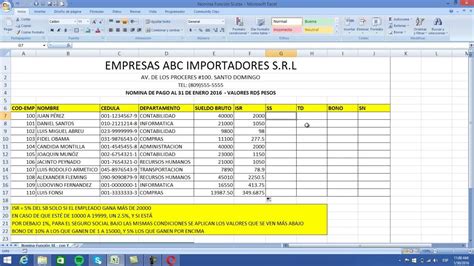 Ejemplos De Nominas De Empleados En Excel