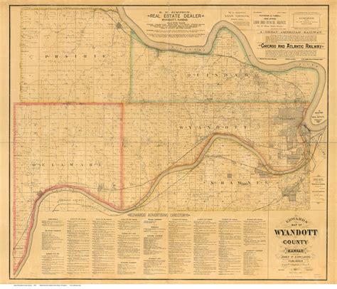 Wyandott County Kansas 1885 Old Map Reprint Old Maps