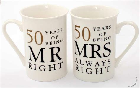 Wedding gift ideas for second marriage — c.bertha fashion. Show details for 50th Anniversary Gift Set of 2 China Mugs 'Mr Right & Mrs… | Golden wedding ...