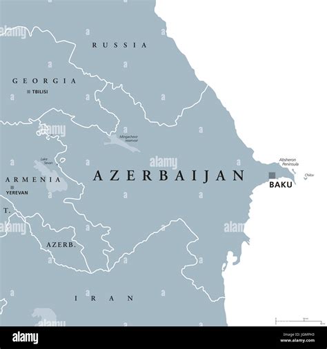 Azerbaijan Political Map With Capital Baku And Exclave Nakhchivan