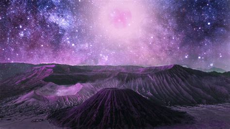 Desktop Wallpaper Galaxy Mountains Stars Space Cosmos 4k Hd Image