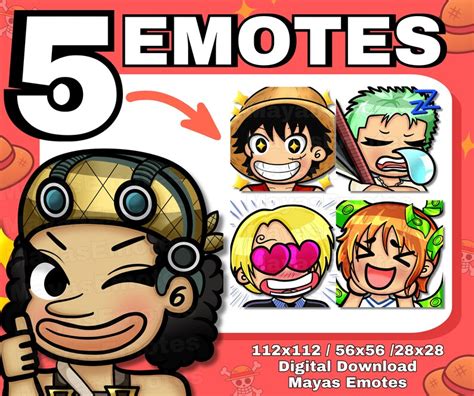 One Piece Luffy Nami Sanji Zoro Usopp Anime Emotes Etsy