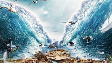 Wallpaper Hewan Laut Jumping Karya Seni Ombak Pantai Bawah Air