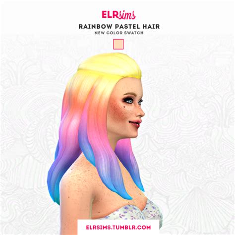 Elr Sims Rainbow Pastel Hairstyle 3 Recolors Sims 4 H