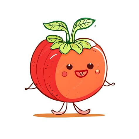 Dibujos Animados De Tomate En Fondo Blanco Comida Vegana Verduras