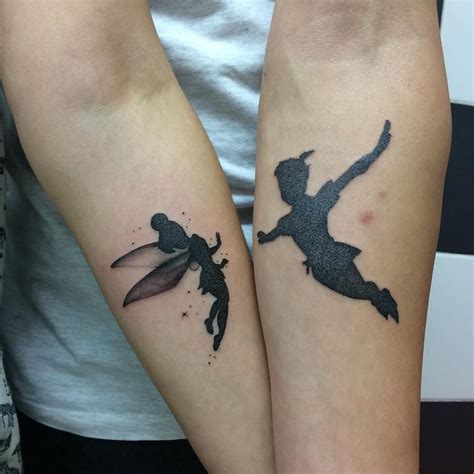 Peter Pan And Tinkerbell Couple Tattoos 78 Matching Couple Tattoos