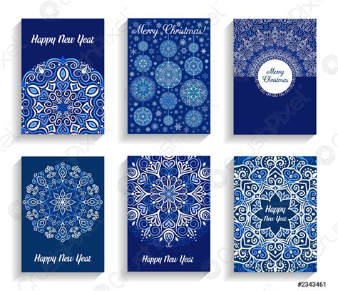 Happy New Year Cards Flourish Mandala Design Stock Vector Crushpixel