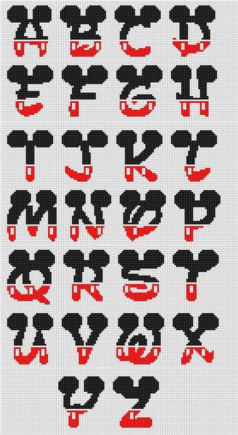 Mickey Fonts Cross Stitch Cards Cross Stitch Alphabet Cross Stitch