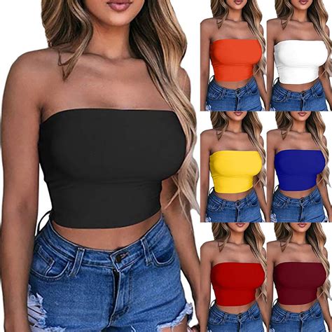 women sexy off shoulder crop tops casual solid wrapped chest bralet tank top crop cami tops 2020