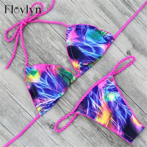 Floylyn Sexy Triangle Push Up Women Sexy Printing Brazilian Biquini