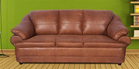 Buy Jinerio Three Seater Sofa In Camel Brown Finish By Godrej Interio