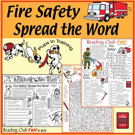 Fire Safety Puzzle Pack Activity Set Word Search Crossword Color