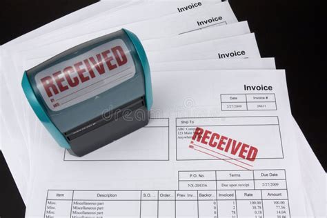 Received Invoice With Stamp Stock Image Image Of Payable Business